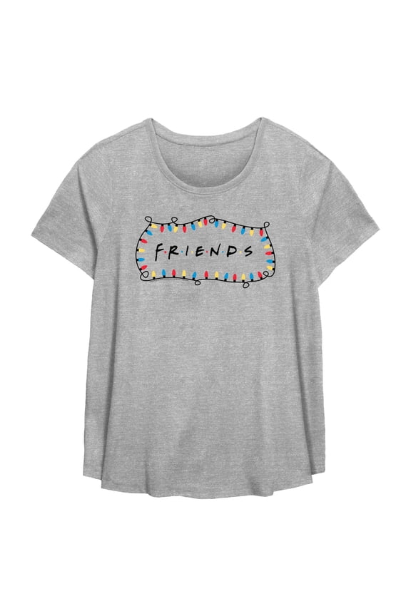 Women's Friends Christmas Lights Logo Graphic T-Shirt