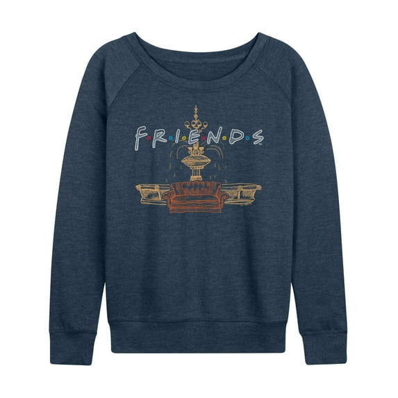 Friends - Couch Fountain Set - Ladies French Terry Long Sleeve Shirt