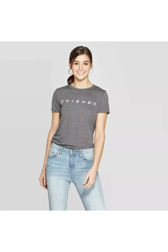Women's Friends Table Short Sleeve Graphic T-Shirt (Juniors') (Gray, X-Small, XS)