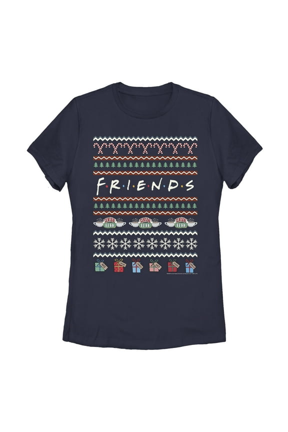 Women's Friends Ugly Christmas Sweater Print Logo Graphic T-Shirt
