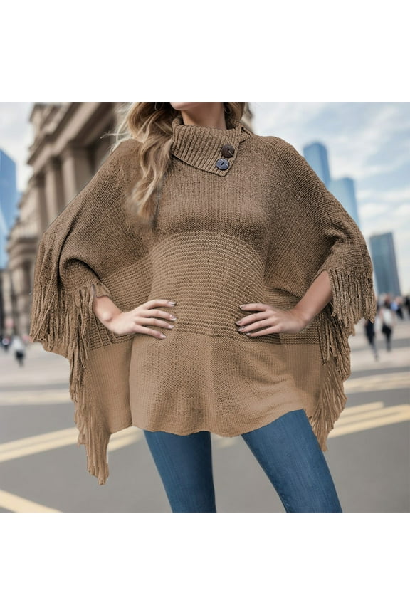 Women's Fringe Cape Sweater Half Open Collar Contrast Knitted Cardigan Shawl Wrap Sweater Chiffon Scarf Dress Cover up Formal Womens Wraps And Shawls with Pockets Head Scarfs for Women Lightweight