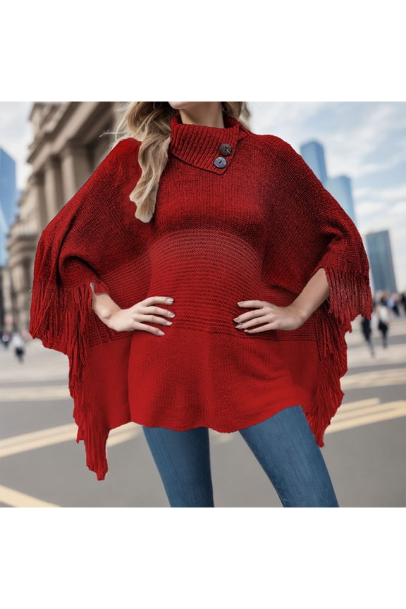 Women's Fringe Cape Sweater Half Open Collar Contrast Knitted Cardigan Shawl Wrap Sweater Chiffon Scarf Dress Cover up Formal Womens Wraps And Shawls with Pockets Head Scarfs for Women Lightweight