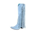 thumbnail image 1 of Women's Fringe Cowgirl Boots Dress Fringe Moccasin Boots Tassel Fringe Hidden Wedge Heel Cowboy Over the Knee Boots Retro Cowboy Tassel Boots Western Booties, 1 of 4