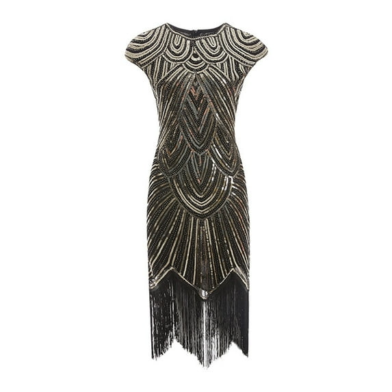 Women's Fringe Dress 1920s Vintage Shiny Sparkly Sequins Gowns Disco Dance Cocktail Party Tassel Dresses Cocktail Dresses