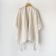 thumbnail image 1 of Women's Fringe Shrug Sweaters Shawl Front Warp Cardigan Hollow Out Knitted Shawl Wraps, 1 of 3