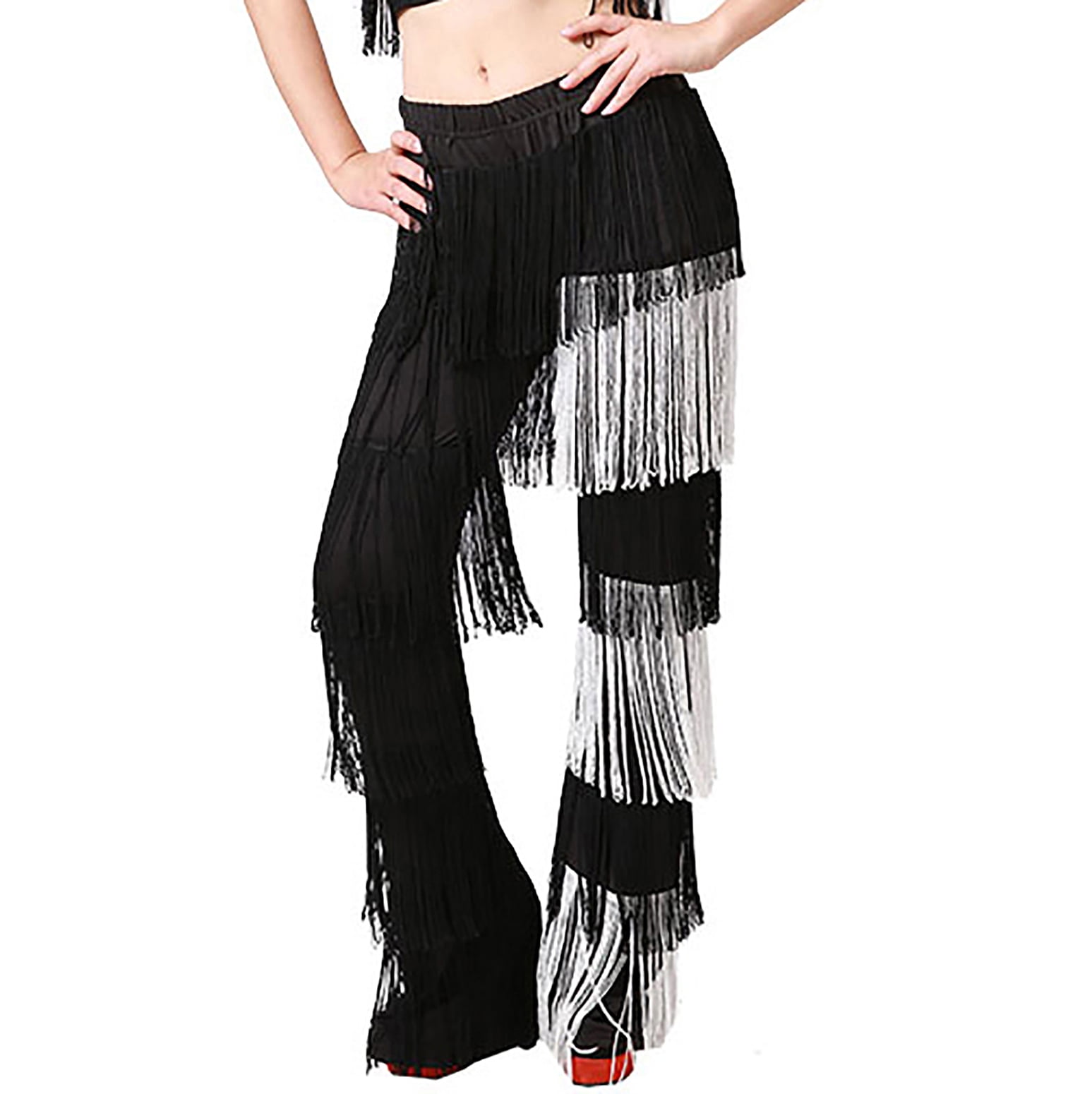 Latin Fringe Pants Outfit, Dance Pants With Fringe Dance Top & Shorts