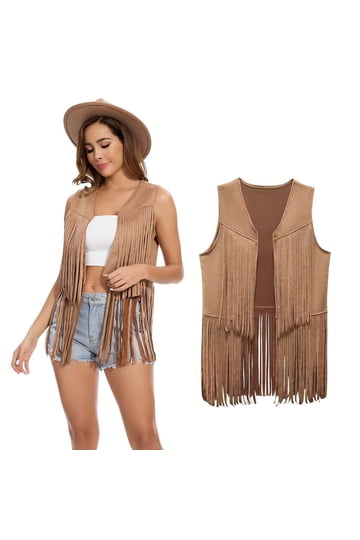 western style tassel brown suede vest mini dress Fearless Heart Suede Fringe Vest  SPELL
