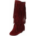 thumbnail image 1 of Women's Fringe Western Boots Ladies Fashion Hidden Heel Knee-high Boots Casual Round Toe Platform Tassel Boots, 1 of 6