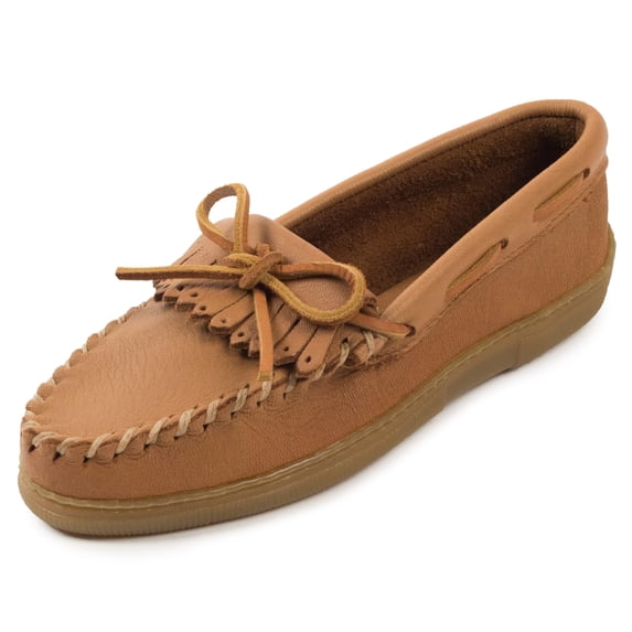 Minnetonka Women's Moosehide Fringed Kilty Moccasin,Natural Moose,11 M US