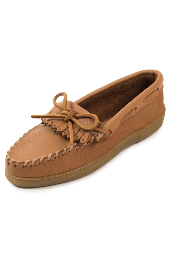 Women's Moosehide Fringed Kilty Moccasin,Natural Moose,11 M US