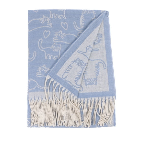 Women's Fringed Shawl Scarf Cat Winter Warm Wrap Stole