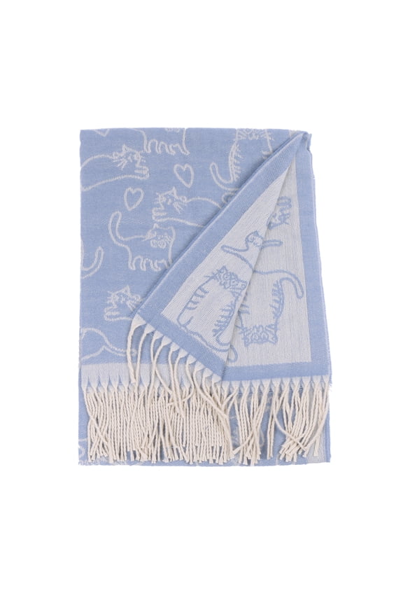 Women's Fringed Shawl Scarf Cat Winter Warm Wrap Stole