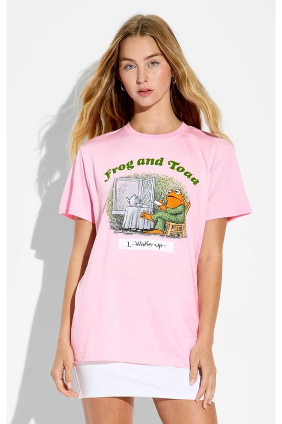 Women's Frog & Toad Wake Up Pink Graphic T-Shirt - Small
