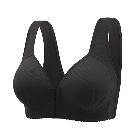 Women's Front Buckle Lace Edge Seamless Wireless Yoga Bra - Nylon/Spandex