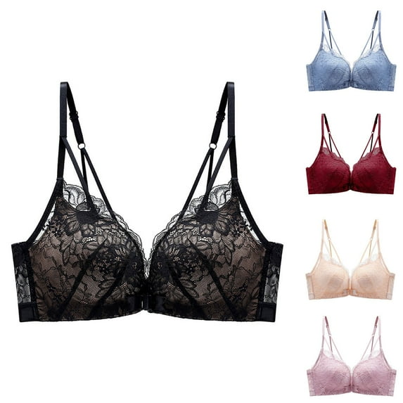 Women's Front Button No Steel Wire Bra Comfortable Thin Cup Underwear Daily Use Lingerie for All Seasons #Beige,L