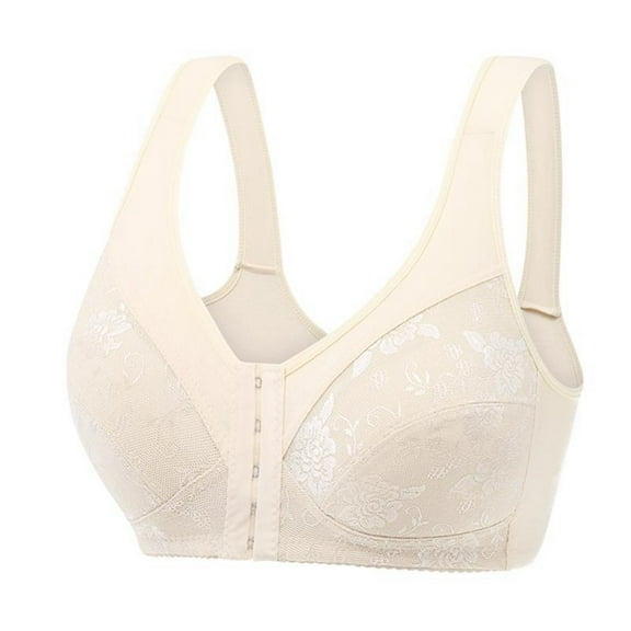 Women's Front Clasp Bra Plus Size Comfortable Breathable Underwear Supportive Full Coverage Wireless T-Shirt Lingerie