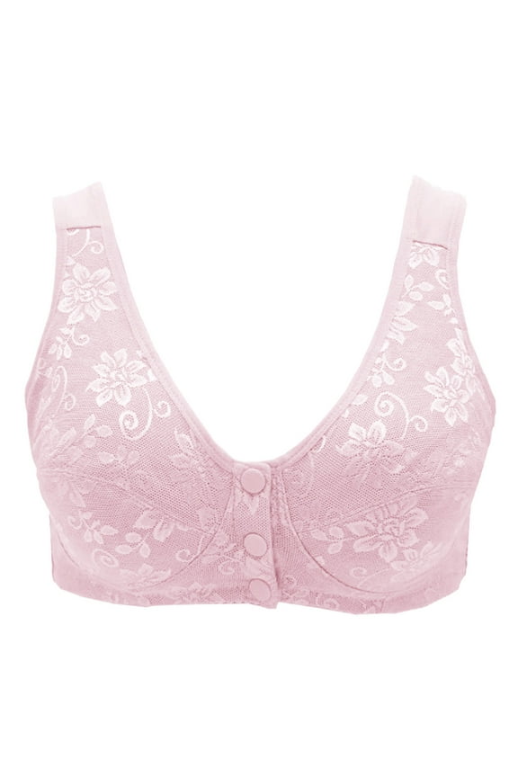 Women's Front Closure Double Layer Comfortable Wireless Adjustable Support Bra Large Size