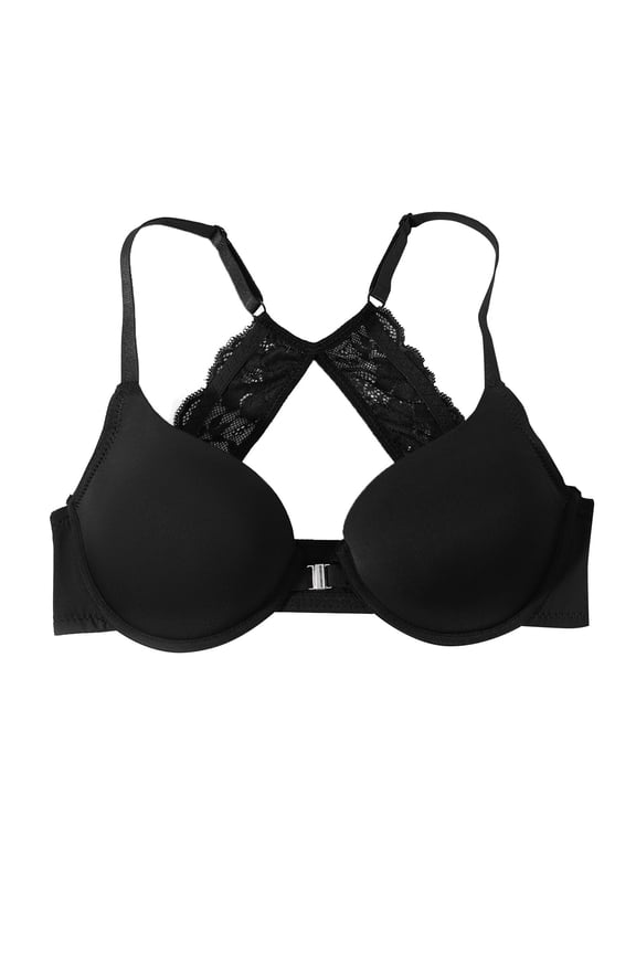 Women's Front Closure Bra Crop Top Sexy Deep-V Triangle Bralettes Racerback Bra No Underwire Seamless Supportive Bralettes