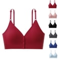 thumbnail image 1 of Women's Front Closure Bra, Full Coverage V Neck Wire Free Bra with Spaghetti Straps, Comfort Feel | VerBelle,Light Blue Free Size, 1 of 6