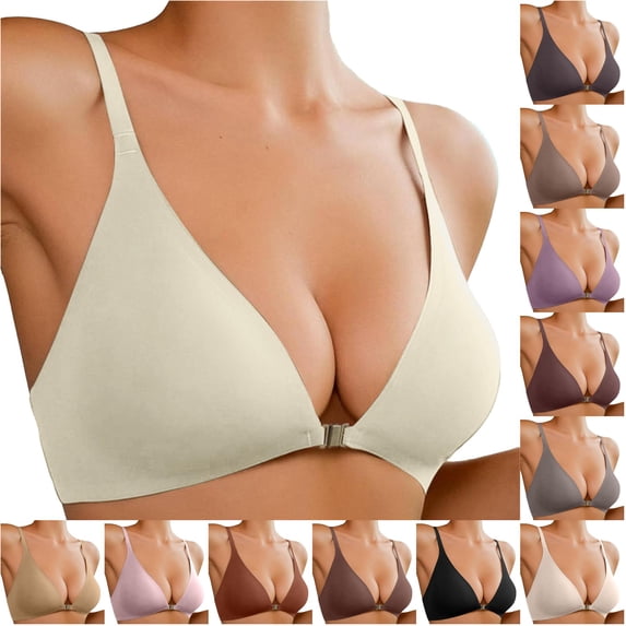 Women's Front Closure Bra Wireless Padded Bralette Seamless Comfortable Support For Daily Wear