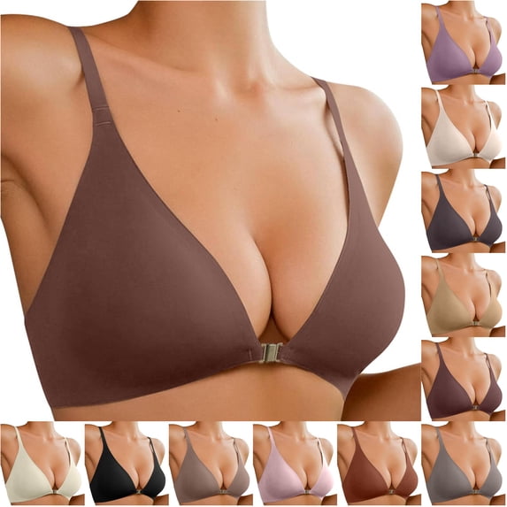 Women's Front Closure Bra Wireless Padded Bralette Seamless Comfortable Support For Daily Wear