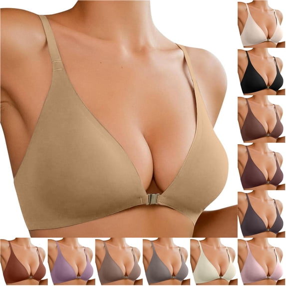 Women's Front Closure Bra Wireless Padded Bralette Seamless Comfortable Support For Daily Wear