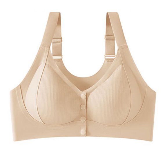 Women's Front Closure Bras No Underwire Full Coverage Support Push Up Seamless Front Snaps Thin Underwear Daily Bra (44/100BC, Coffee)