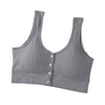 thumbnail image 1 of Women's Front Closure Bras Seamless No Underwire Solid Color Bralettes Wide Shoulder Strap Push up Sports Underwear (Free Size, Gray-A), 1 of 2