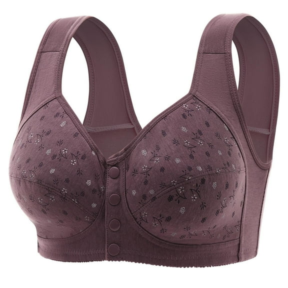 Women's Front Closure Bras, Wireless Bras, Comfortable Bra for Seniors, Padded Bra, Everyday Bra, Large Cup