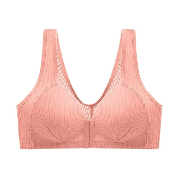 Women's Front Closure Bras, Women's Front Closing Bras Seamless Plus Size Plunge Underwire Unlined Comfortable Bra Wide Strap Full Coverage Everyday Bra S-2XL