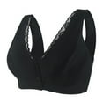 thumbnail image 1 of Women's Front Closure Cotton Bra Button Snap Closure Comfort Wireless Pure Bras Wirefree Push Up Seamless Bralettes, 1 of 6
