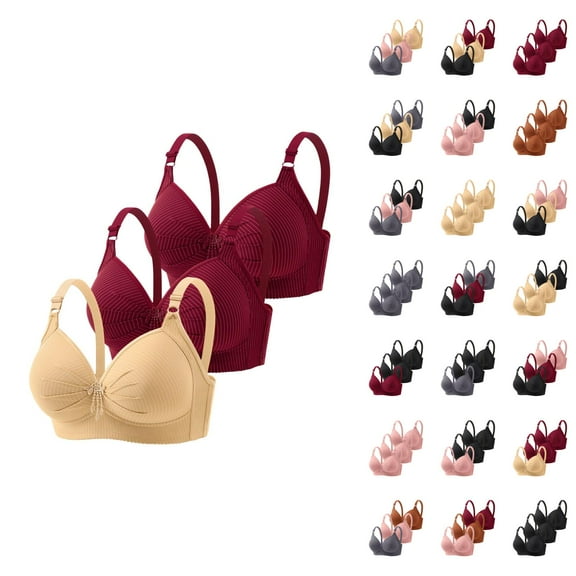 Women's Front Closure Floral Lace Bra Comfortable Support Underwire T Shirt Bralette Soft Wireless Everyday Wear Bra Women