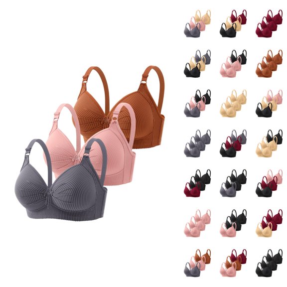 Women's Front Closure Floral Lace Bra Comfortable Support Underwire T Shirt Bralette Soft Wireless Everyday Wear Bras For Women Full Coverage