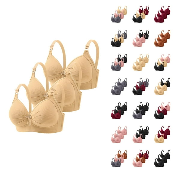 Women's Front Closure Floral Lace Bra Comfortable Support Underwire T Shirt Bralette Soft Wireless Everyday Wear No Wire Bras For Women