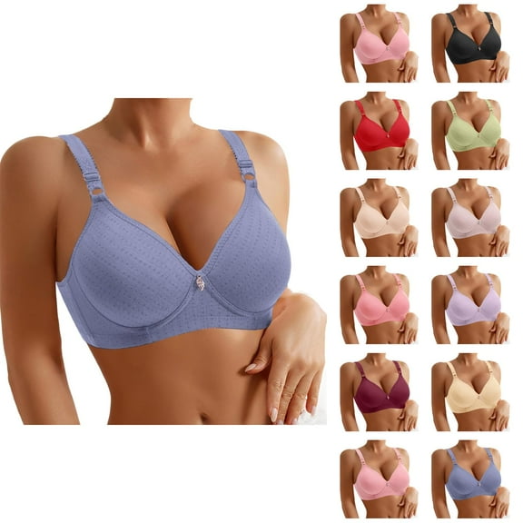 Women's Front Closure Floral Lace Bra Comfortable Support Underwire T Shirt Bralette Soft Wireless Everyday Wear Underwire Bras For Women