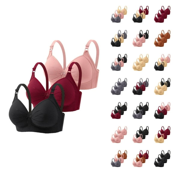 Women's Front Closure Floral Lace Bra Comfortable Support Underwire T Shirt Bralette Soft Wireless Everyday Wear Wireless Bras For Women