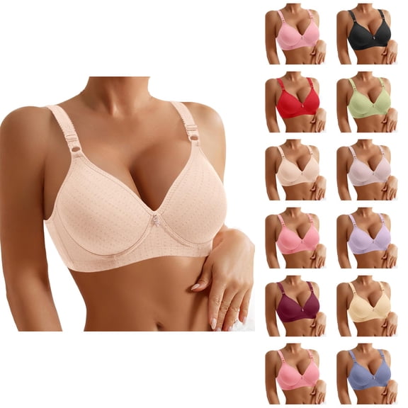 Women's Front Closure Floral Lace Bra Comfortable Support Underwire T Shirt Bralette Soft Wireless Everyday Wear Womens Bras No Underwire Full Support