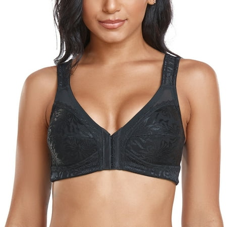 Women's Front Closure Posture Corrector Bra Back Support Wireless Bralette 36H