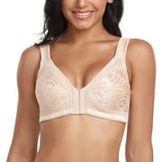 TELIMUSSTO Women's Front Closure Posture Corrector Bra Back Support Wireless Bralette 38C