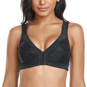 Women's Front Closure Posture Corrector Bra Back Support Wireless Bralette 42DDD
