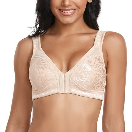 Women's Front Closure Posture Corrector Bra Back Support Wireless Bralette 42DD