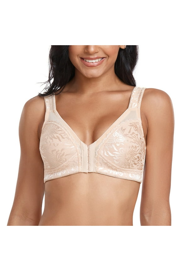 Women's Front Closure Posture Corrector Bra Back Support Wireless Bralette 42DD