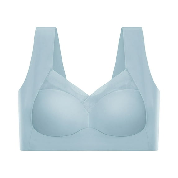 Women's Front Closure Sleep Bra for Nighttime Comfort, Wirefree Light Support with Gentle Gathering, Soft Modal Fabric Lounge Bralette, Non-Restrictive Underwear for Restful Sleep,Light Blue 6XL