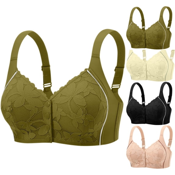 Women's Front Closure Support Bra Wireless Full Coverage Lightly Padded ...