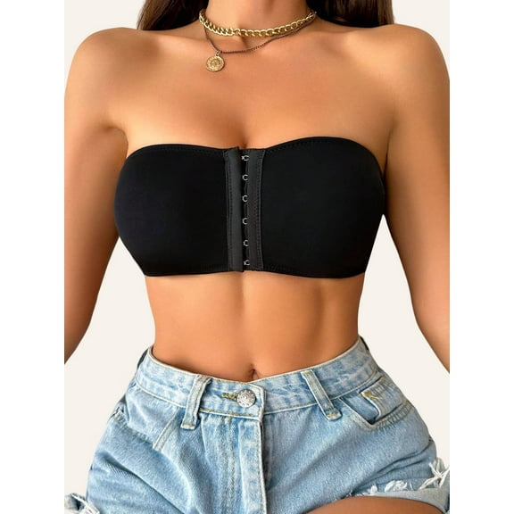 Women's Front Closure Tube Tops Bra Full Figure Stretch Comfy Bralettes Push Up Lift Breathable Wireless Everyday Bra