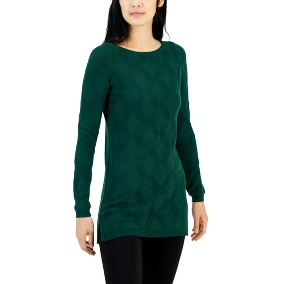 Women's Front Diamond-Stitch Tunic Sweater Cedar Balsam XS