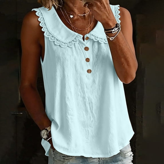 Women's Front Placket Top Baeitkot Women's Solid Color Casual Lace Up Front Placket Top Light Blue XL