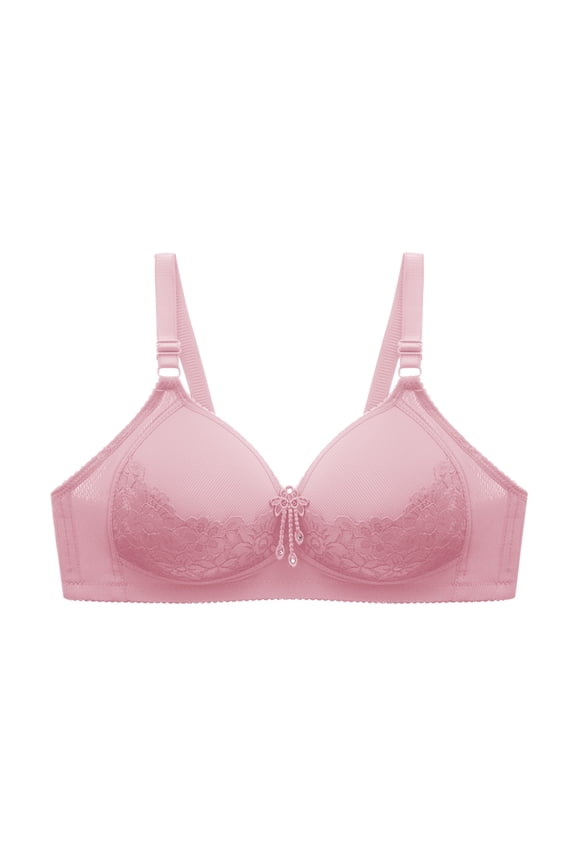 Women's Front Side Buckle Lace Edge Seamless Yoga Bra for Movement Sleep Comfort Adjustable Support Wireless Large Cup