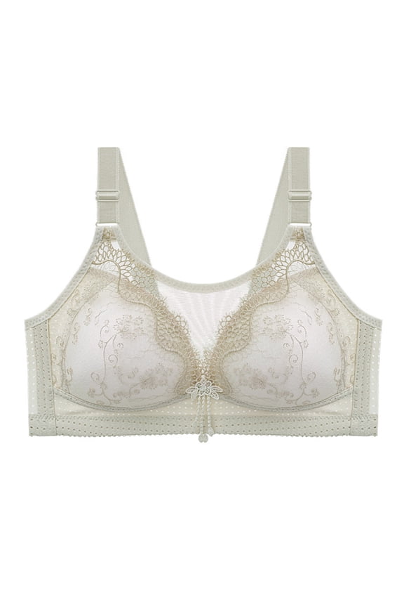 Women's Front Side Buckle Lace Edge Seamless Yoga Bra for Movement Sleep Comfort Adjustable Support Wireless Large Cup