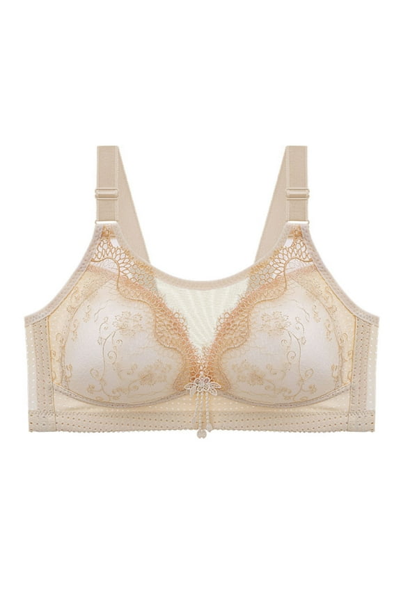 Women's Front Side Buckle Lace Edge Seamless Yoga Bra for Movement Sleep Comfort Adjustable Support Wireless Large Cup